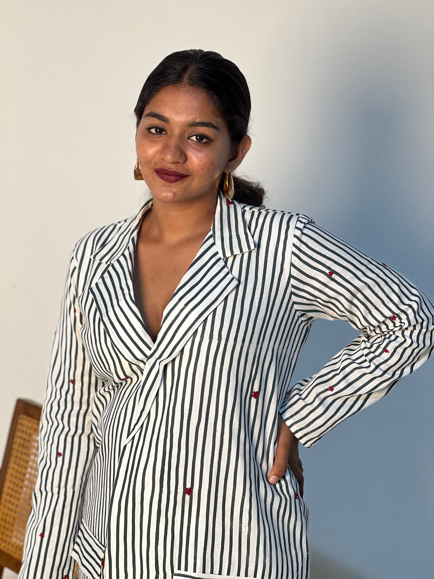 THE HOLIDAY PINSTRIPE BLAZER