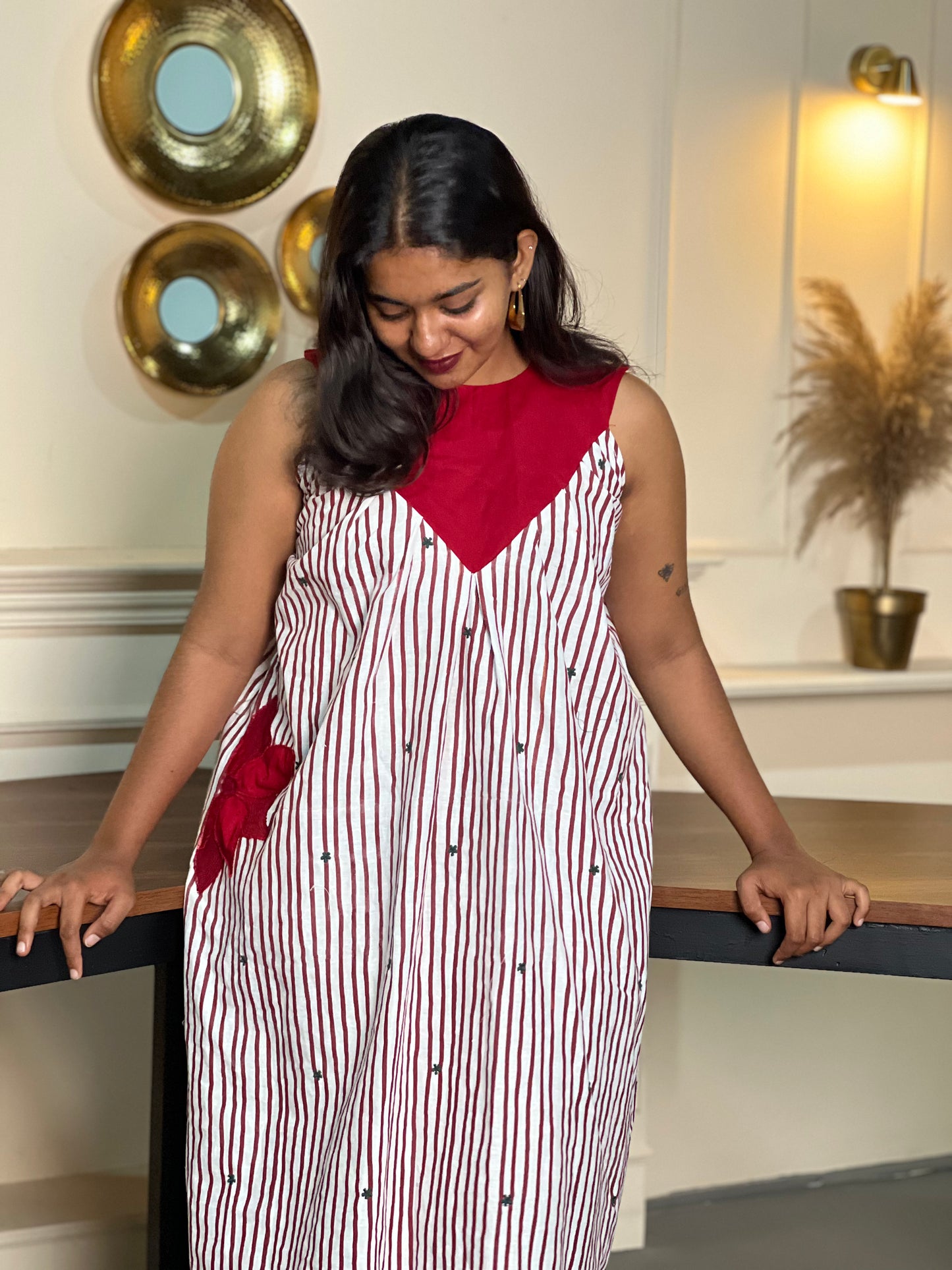 SCARLET PLEATED DRESS