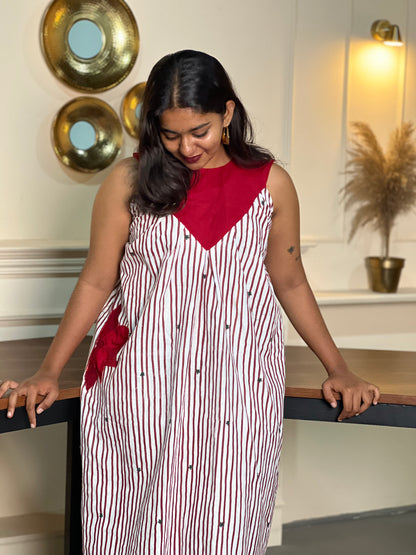 SCARLET PLEATED DRESS