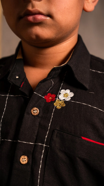 Black Kattam Shirt for boys | Mathangi Collection