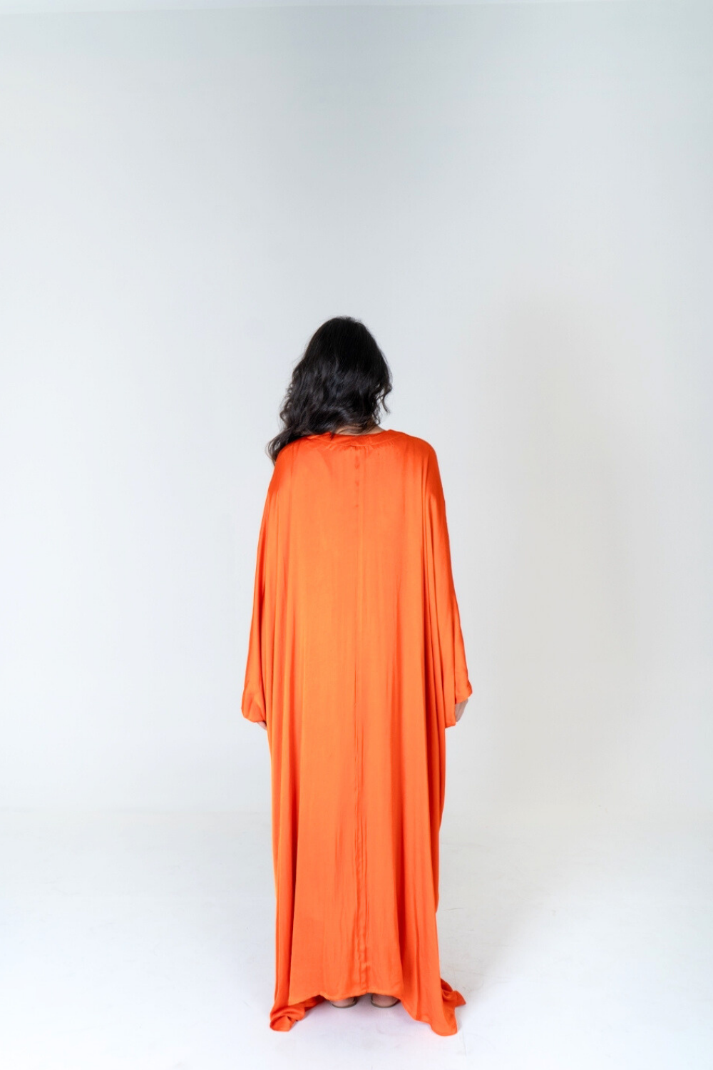 The Sunset Glow Kaftan | Orange Pleated Resort Wear