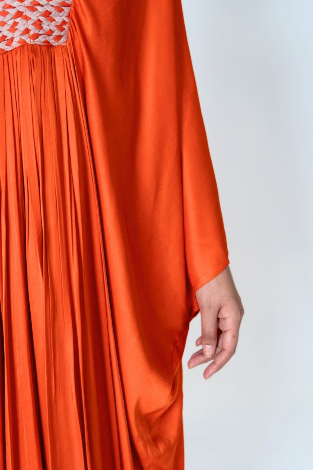 The Sunset Glow Kaftan | Orange Pleated Resort Wear