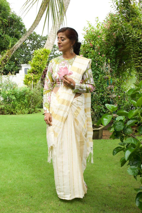 Radha Kamalam Blouse + Kasavu Onam Saree