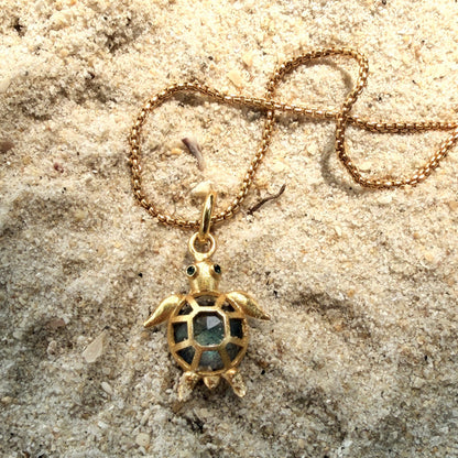 Ocean Voyager Necklace with turtle and labradorite by House of Vandy