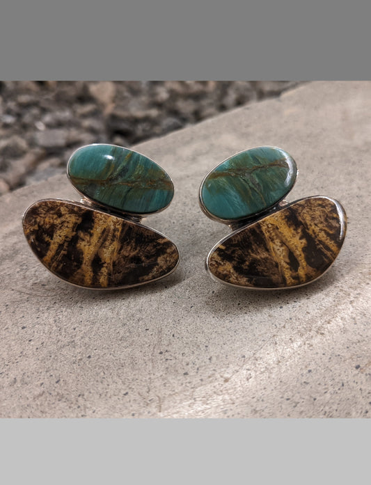 Turquoise and Bronzite Set Earrings