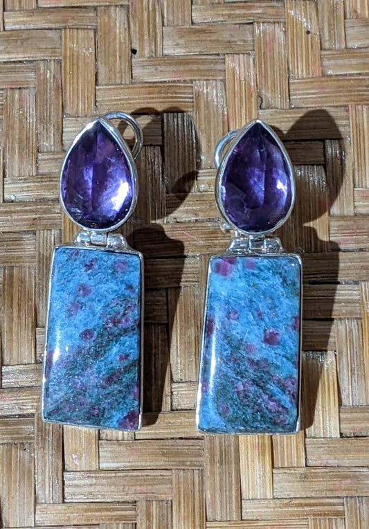 Amethyst and Ruby Stones Earrings