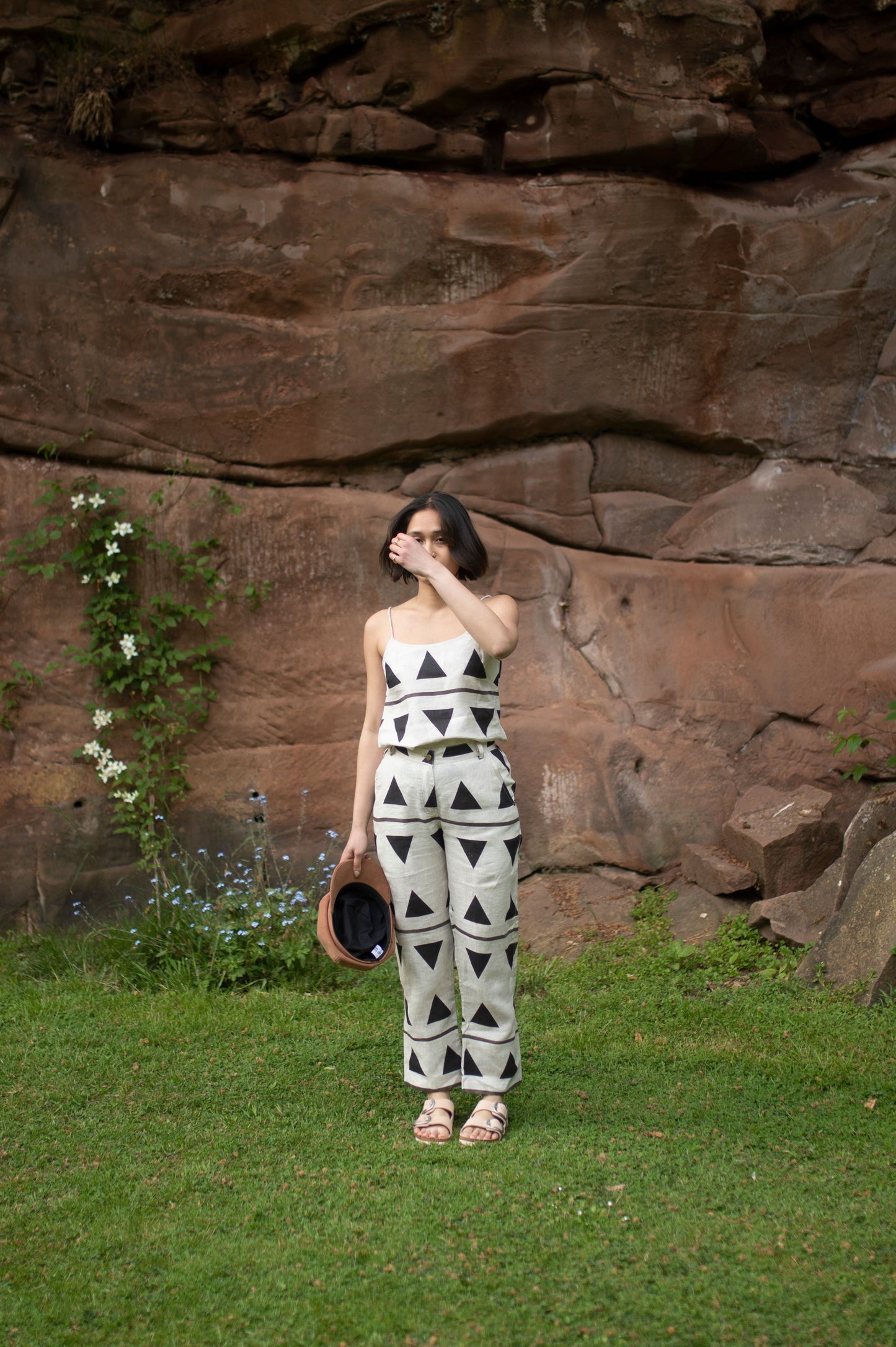 The Serenity Pant | Yellow & Black Printed Linen