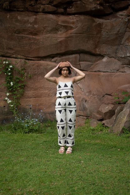 The Serenity Pant | Yellow & Black Printed Linen