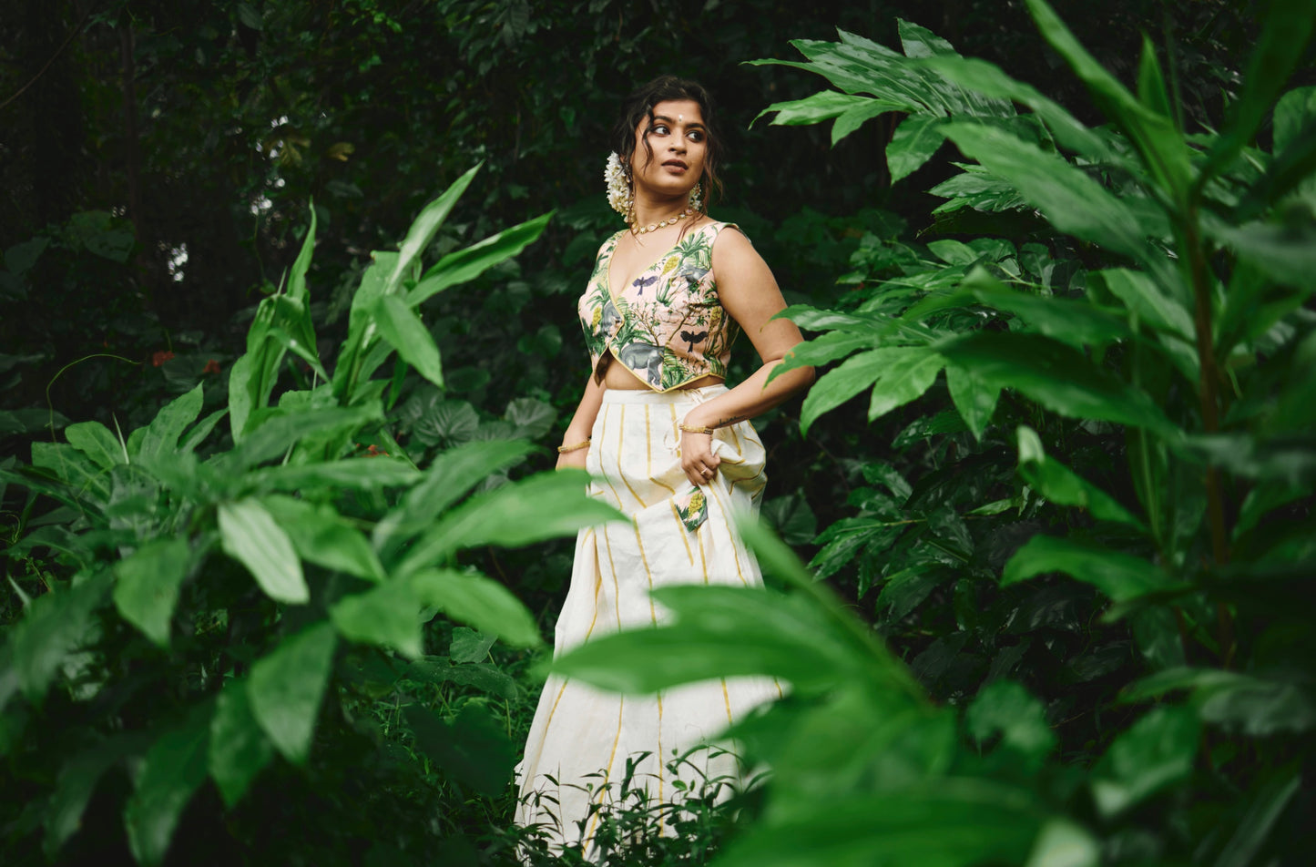 Kattil Onam Printed Waistcoat with Kalidar Onam Skirt