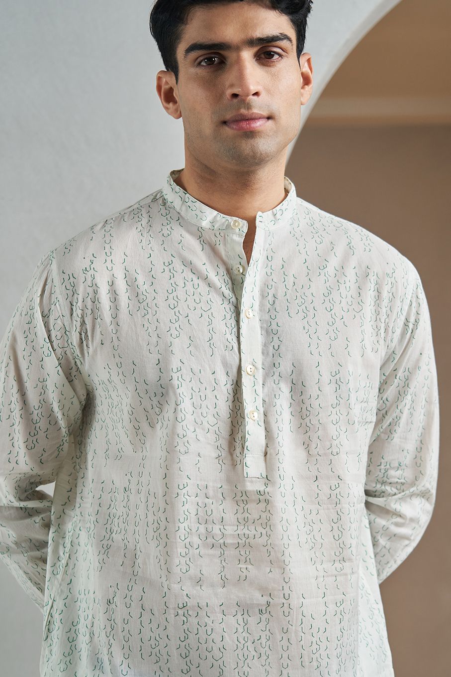 Green Tower Handblock Printed Kurta