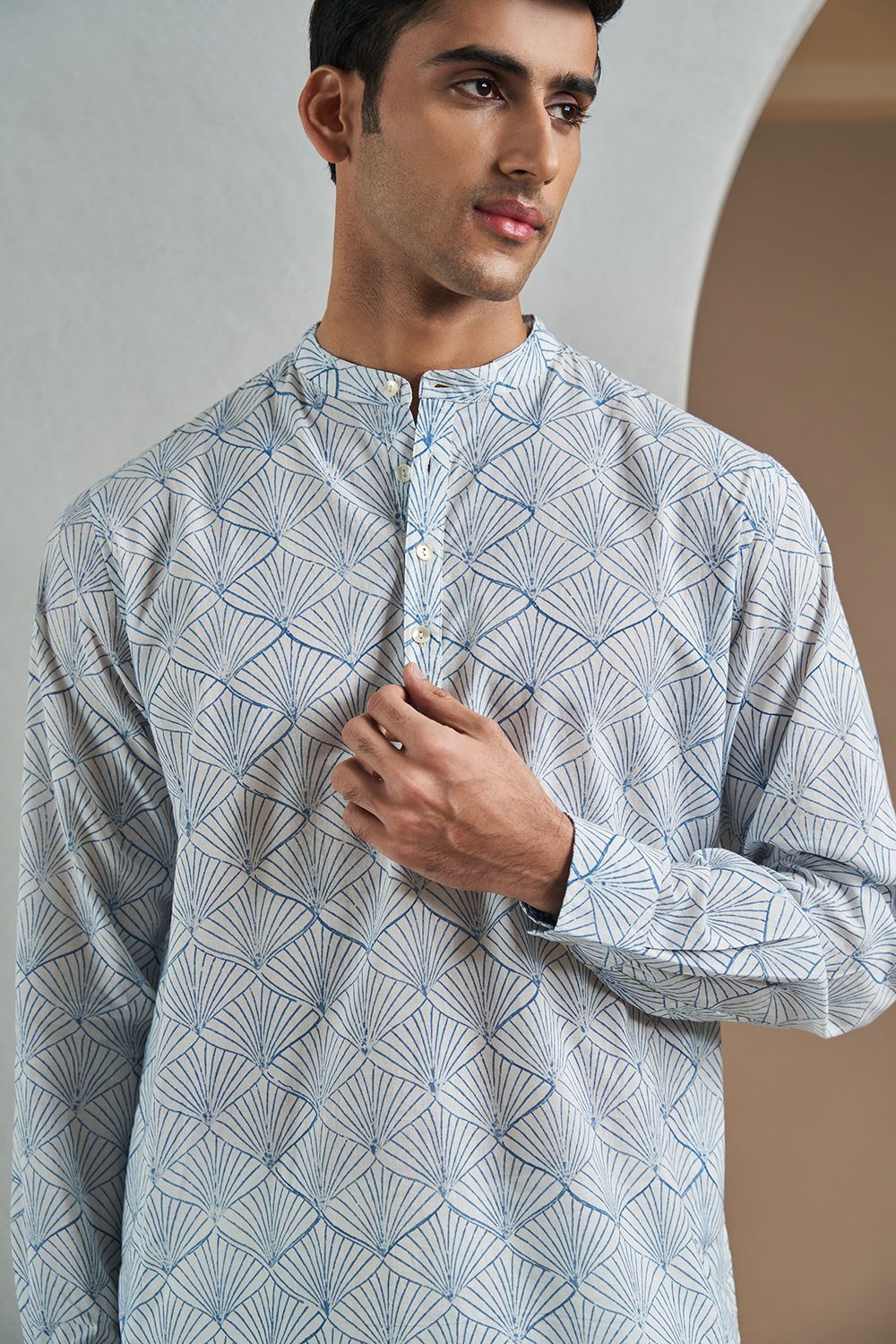 Blue Onion Peel Handblock Printed Kurta