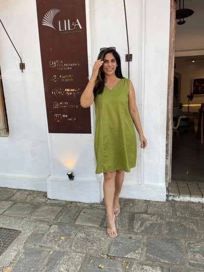 Sleeveless Cotton Flex Dress Green