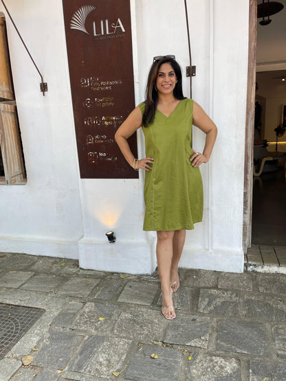 Sleeveless Cotton Flex Dress Green