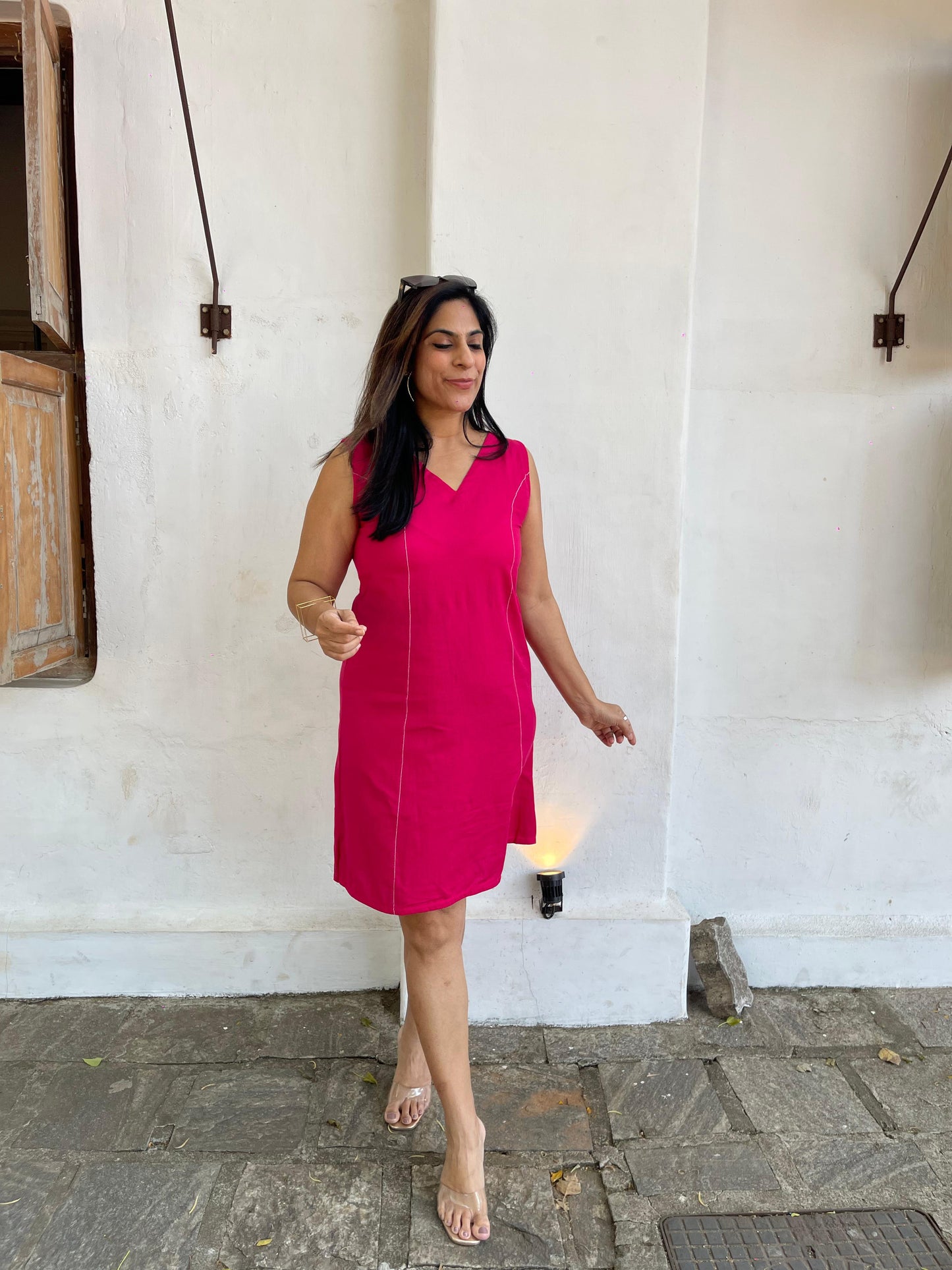 Sleeveless Cotton Flex Dress Magenta