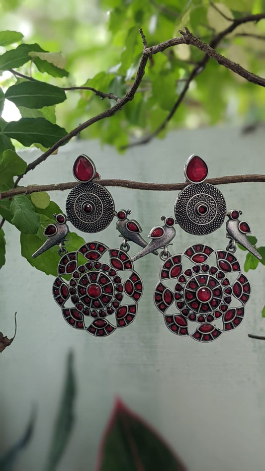 PAKSHIVANAA | RED STONE STATEMENT EARRINGS