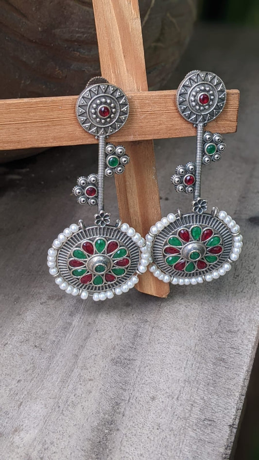 MULTI STONE PEARL CHAKRA STATEMENT STUD