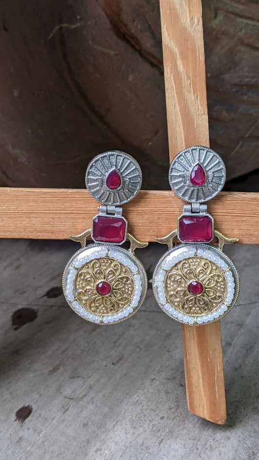 DUAL TONE POLKI STONE STUD