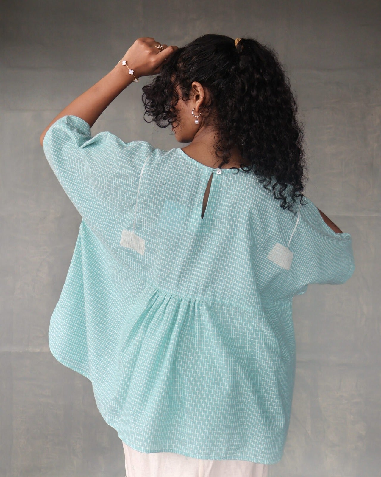 LIGHT BLUE SHORT KAFTAN TOP