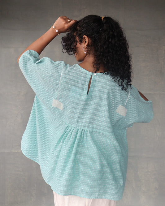 LIGHT BLUE SHORT KAFTAN TOP