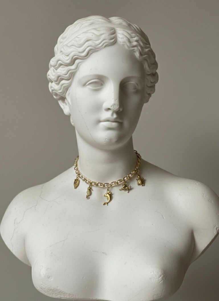 The Ocean Muse Charm Necklace | Gold-Tone Coastal Accessory
