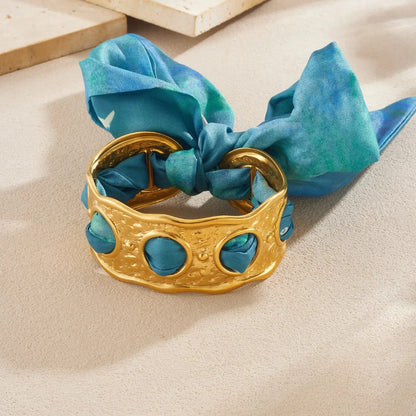 The Aurelia Silk Tie Bracelet | Gold-Tone & Ribbon Accessory