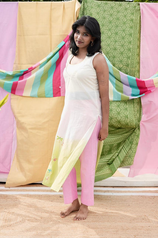 Thumba Co-Ord Set | Floral Dragonfly Embroidered Kurta Set