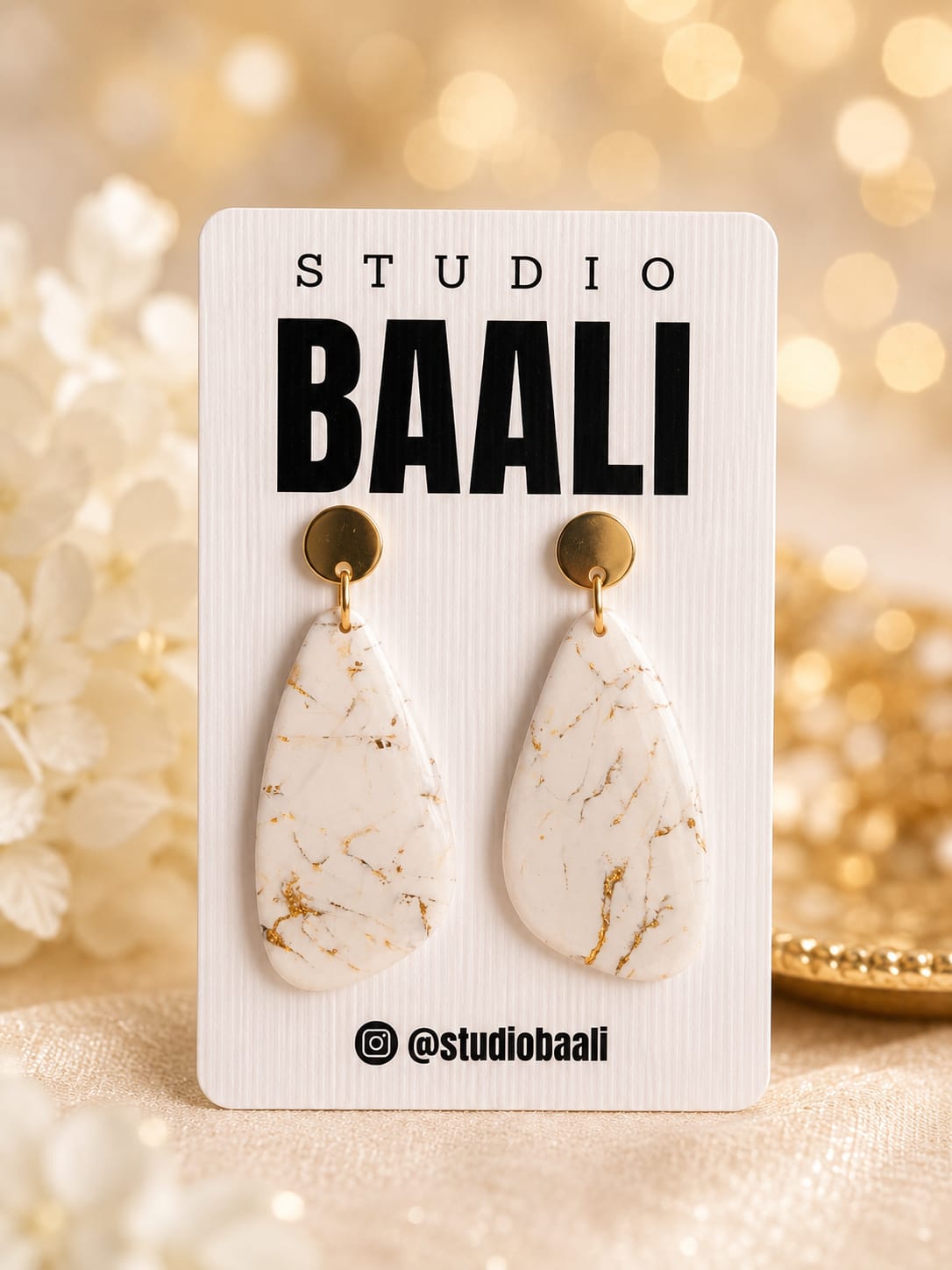 Bali luxe marble polymer clay earrings