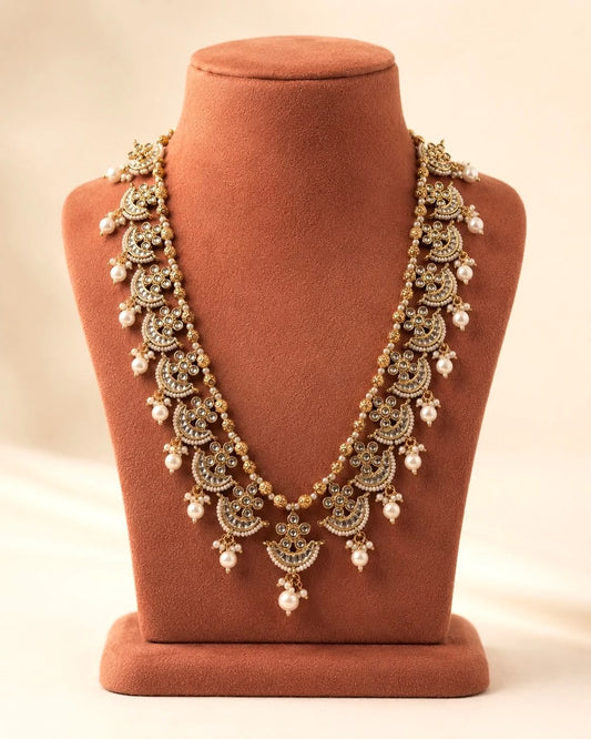 Ponnambal | Kundan & Pearl Vintage Haaram with Jhumkas