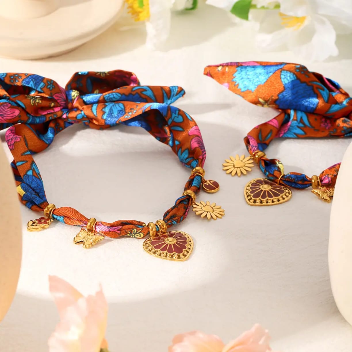 The Flora Heart Convertible Scarf Necklace | Floral Wrap Bracelet
