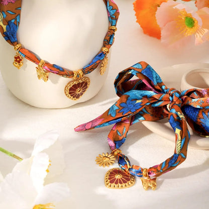 The Flora Heart Convertible Scarf Necklace | Floral Wrap Bracelet