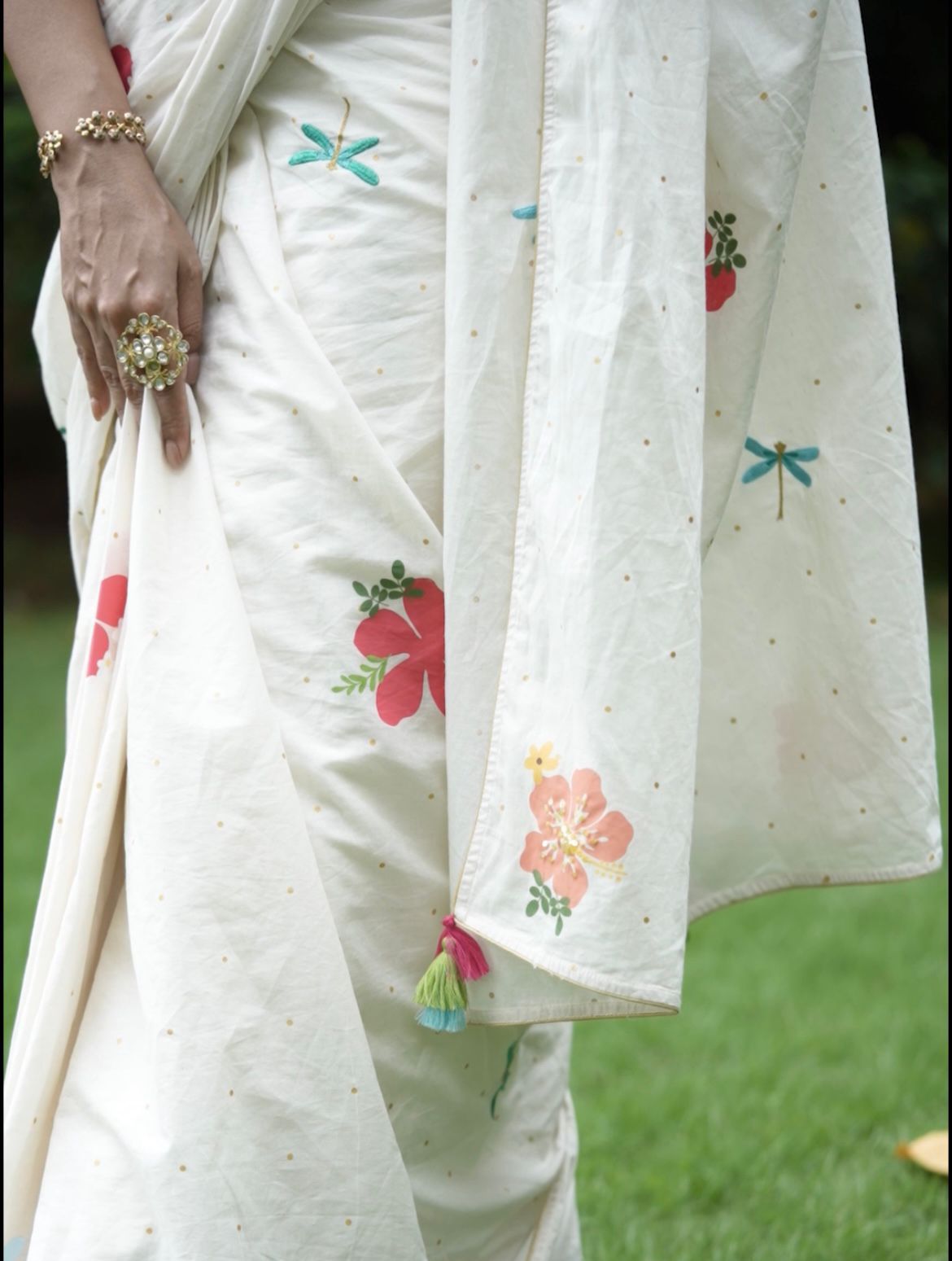 Manjari Screen-Print Saree | Mul Cotton Onam Saree