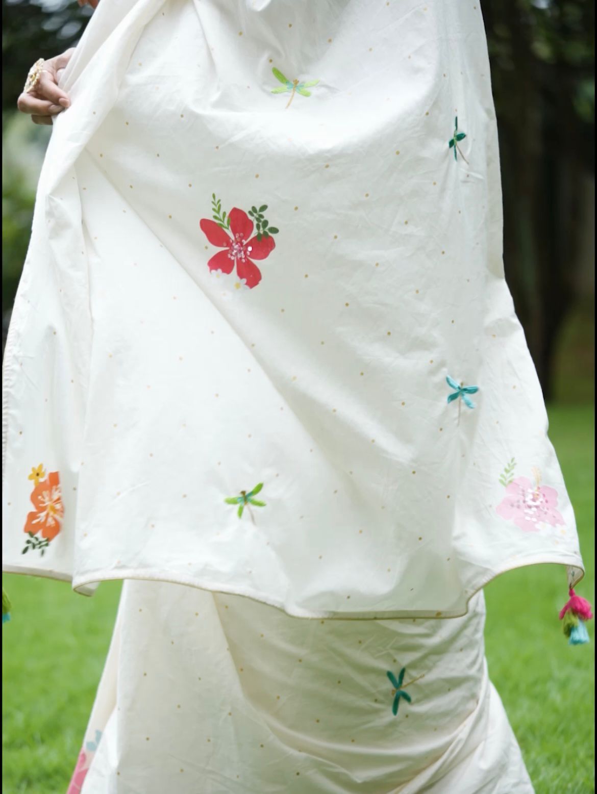 Manjari Screen-Print Saree | Mul Cotton Onam Saree