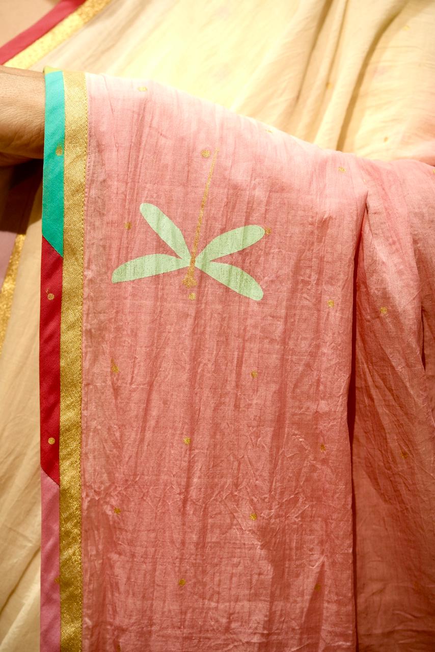 Thumbi Printed Shaded Saree | Chanderi Onam Saree