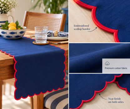 Embroidered Wave Table Runner