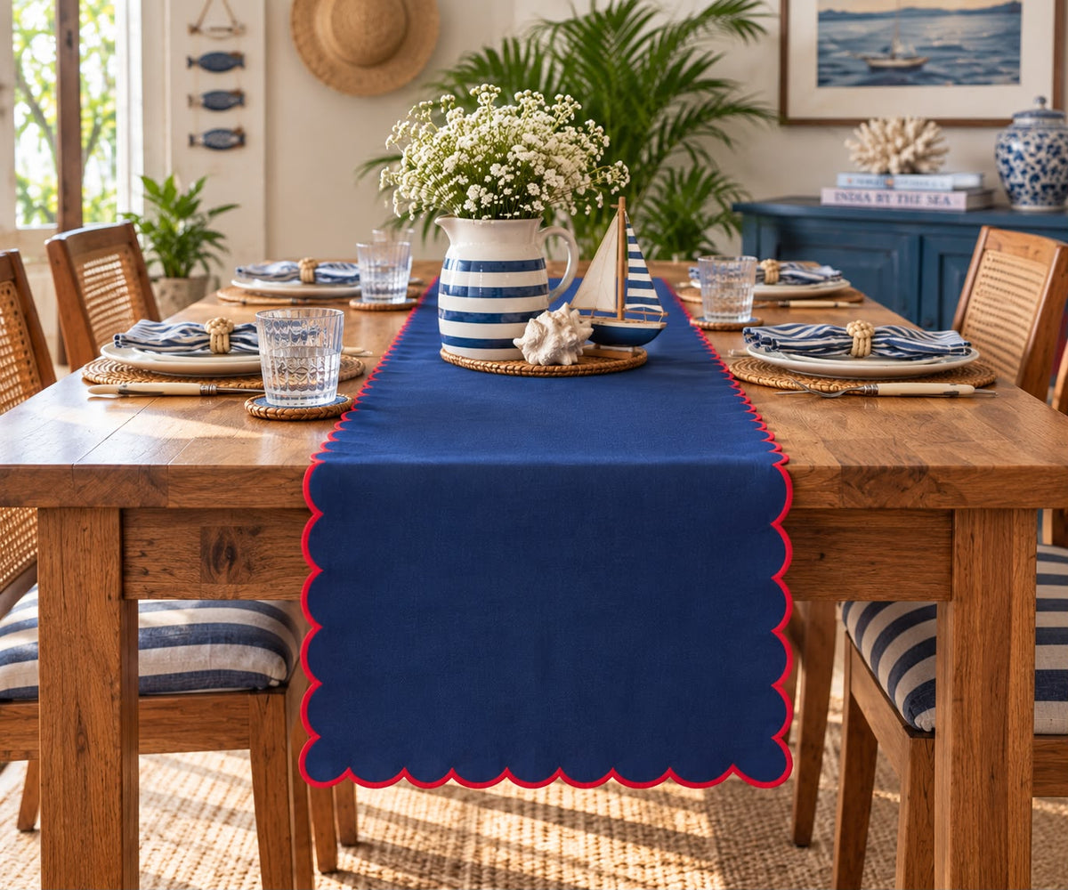 Embroidered Wave Table Runner