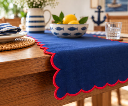 Embroidered Wave Table Runner
