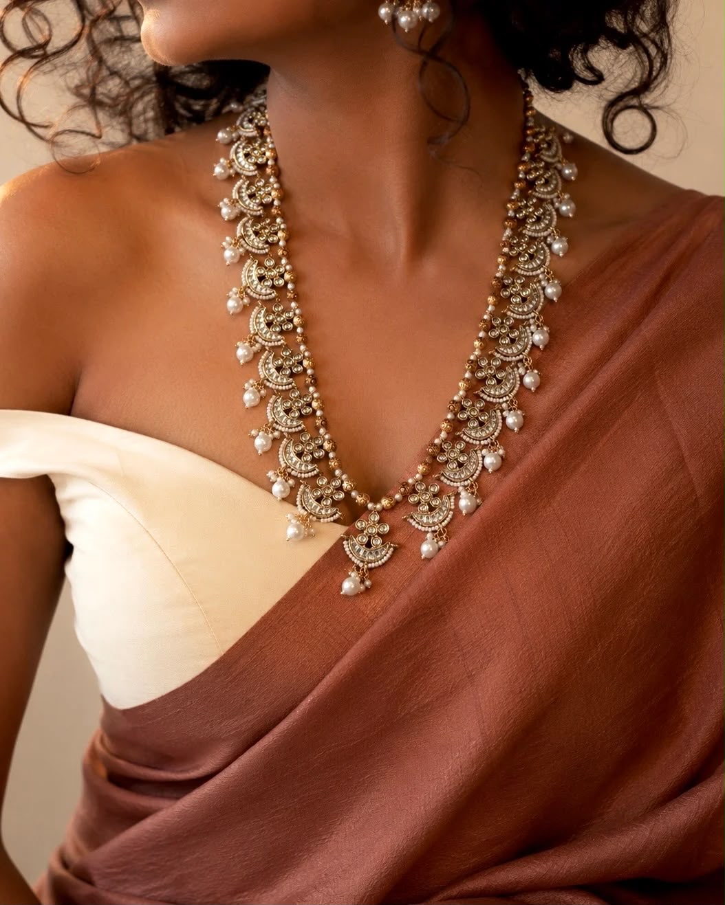 Ponnambal | Kundan & Pearl Vintage Haaram with Jhumkas