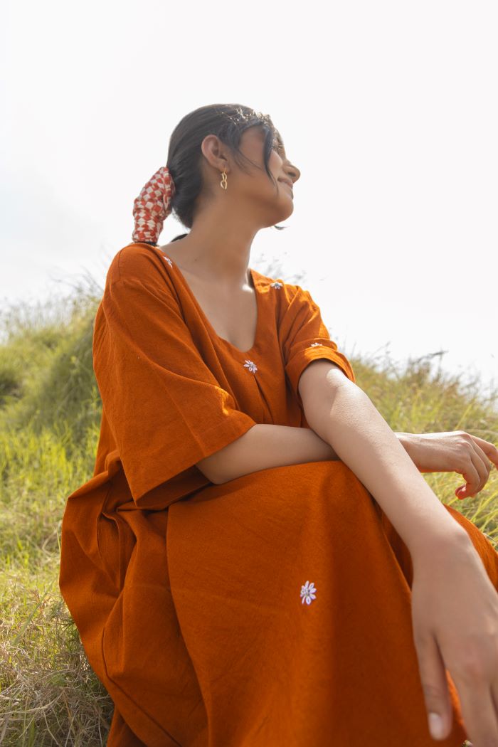 RUST TERRA MIDI DRESS