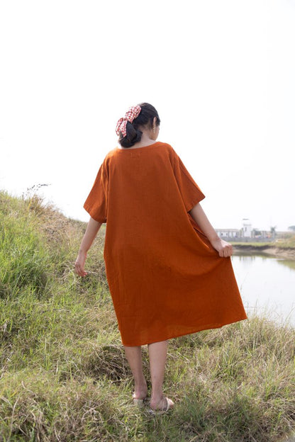 RUST TERRA MIDI DRESS