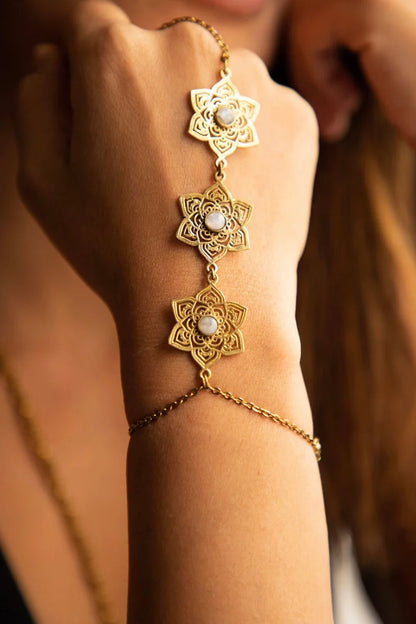 Moonstone Mandala Haath Phool Bracelets