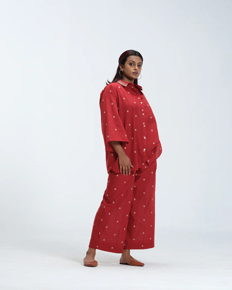 The Red Polka Co-ord Set | Woven Cotton Two-Piece