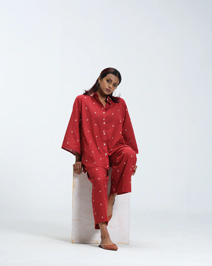 The Red Polka Co-ord Set | Woven Cotton Two-Piece