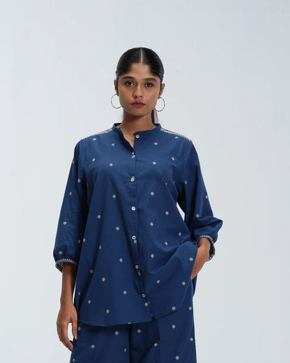 The Navy Blue Polka Co-ord Set | Woven Cotton Two-Piece