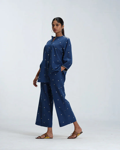 The Navy Blue Polka Co-ord Set | Woven Cotton Two-Piece