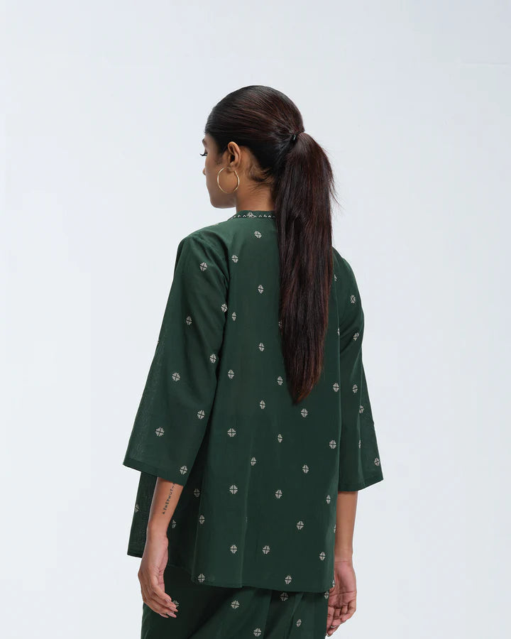 The Forest Green Polka Co-ord Set | Woven Cotton Two-Piece