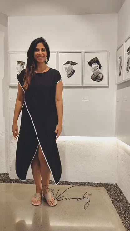 Mia Black Asymmetric Wrap Dress